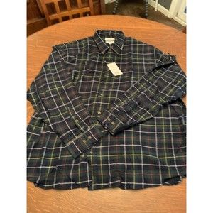 Saddlebred Men Long Sleeve Green Plaid Flannel Button Down Shirt 4XL NWT 0086